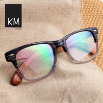 Kimura Hirohiko Wooden eyeglass frame retro eyeglass frame mens and womens trendy eyes big face with myopic glasses