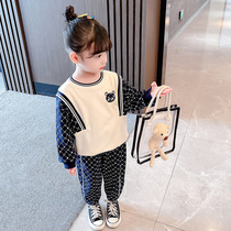 Girl Suit Spring Autumn 2022 New Internet Red Female Baby Children Spring Ocean Qi Children Trendy Spring Clothing Two Sets