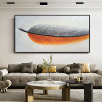 Hand painted oil painting Modern minimalist Abstract Color Feather Decoration Painting Living-room Sofa Background Wall Light Extravagant Hung Painting