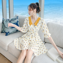 French sweet dress summer dress 2021 new female high-end temperament doll collar chiffon skirt summer little man