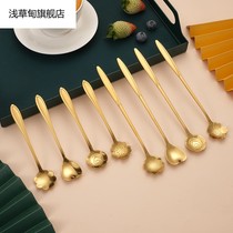 Coffee spoon short handle 304 stainless steel European style sweet petals Stir Spoon Cherry Blossom Spoon Small Spoon Creativity Cute