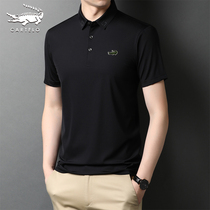 Crocodile ice silk short sleeve T-shirt mens solid color lapel top 2020 Summer new trend polo shirt mens thin