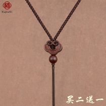 Fine sandalwood hand woven halter neck necklace rope Emerald jade jade crystal pendant lanyard Mens and womens pendant rope