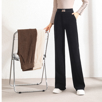Chenille Broadlegged Pants Woman Autumn Winter 2021 New Loose High Waist Pituitary Straight Cylinder Suede Plus Suede Thickened Long Pants