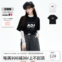 ANDYET AD1 22SS manpower One commuter loose round collar logo Chest Lip Stamp Base short sleeve T