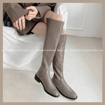 Boots 2021 Spring and Autumn new leather knee boots children flat high boots small man Knight boots