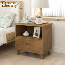 Nordic Bed Head Cabinet Solid Wood Minima Modern Bedroom Bedside Small Cabinet Storage Side Cabinet Home Holding Cabinet Economy Type