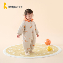 Child Tai autumn winter 3-24 months baby male and female baby clothes go out to keep warm with cap cotton khae one-piece clothes cotton clothes