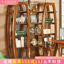 Walnut Chinese style solid wood Bogu frame screen partition entrance cabinet storage rack Living room cabinet Living room furniture