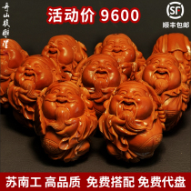 Zhoushan pure hand-carved Shi Xiaojun Eight Wealth God Olive Core Handstring Male Lady Wenplay Eight Treasures Nuclear Sculpture