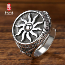 Luxury encounter retro ring male sterling silver single ring tide Sun God transport index finger personality minority handmade ring ring