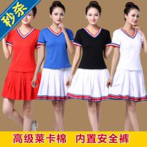 Square dance clothing Middle-aged square clothing V-neck cotton suit Comfortable c suitable breathable sweat-absorbing dance suit practice suit