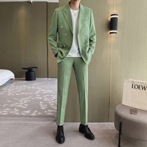 Two-row costume suit men and Korean edition of two-piece senior leisure suit coat matcher wedding dress
