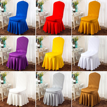 Thickened air layer large skirt elastic chair cover Siamese hotel chair cover Hotel stool cover Wedding dining chair cover