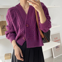 Explosive high weight thick rod needle solid color knitted cardigan 2021 spring and summer lazy sweater coat women LY671