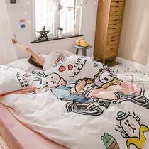 Cartoon four-piece set of pure cotton lint to keep warm autumn and winter anime bed ins wind fresh net red with the same girl heart