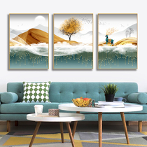 Nordic living room decoration painting sofa background wind wall painting modern simple hanging painting light luxury atmospheric Crystal porcelain triple painting