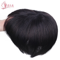 Wig head top hair patch wig Female short straight hair Invisible and incognito real hair Hair top hair patch Female covered white hair