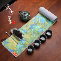 Tea towel cloth absorbent high-grade thickened large size long strip tea table tea table tea set towel tea mat tea mat