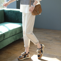 Baoshi Li high waist thin white jeans women loose retro straight casual pants 2021 autumn new pants