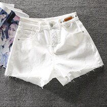 White Denim Shorts Women Loose High Waist Summer New 2022 Wear Korean version of Broadleg A Character Casual Hot Pants