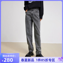 LILY2022 Spring New Womens Fashion Comeback American 100 Hitch Slim Fit High Loose High Waist Straight Drum Jeans