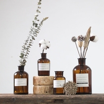 Nordic Wind Brown Retro Ins Glass Small Vases Dried Flower Flower Arranger Folk Café Bar Art Deco