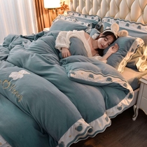 Bed Milk Suede Coral Suede Winter Thickening Fallélan Suede Four Pieces Of Cashmere Double Sided Baby Suede Warm Bed