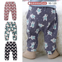 Autumn-winter style male and female baby ultra soft suede PP pants Boys plus suede pants warm trousers warm long pants 80-120 yards to open crotch