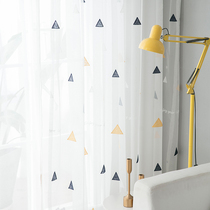 Nordic screen curtain Light transmittance impermeable simple custom finished bay window Bedroom partition curtain Pastoral balcony window screen curtain