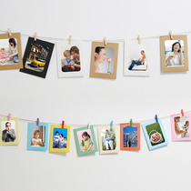 Creative diy personality hanging paper photo frame Photo Wall literary retro combination hanging wall with hemp rope clip no nail