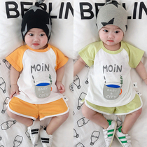 Baby suit summer short-sleeved shorts womens two-piece baby clothes 2020 cotton boy boy baby summer clothes