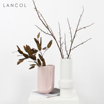 Lancol Nordic Creative Pink Ceramic Vases Living Room Bookroom Placement Soft Adornment Tabletop Flower Floral