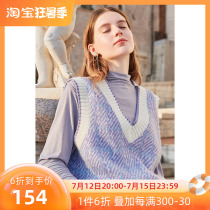 Three colours 2022 spring autumn new reduced age V collar knit waistcoat soft glutinous vest sleeveless horse clamping sleeve head fashion 100 lap