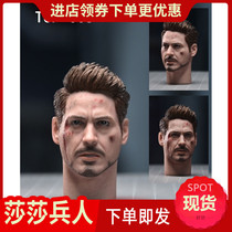 Top-005 1 6 Tony head sculpture battle damage version seriously injured shape soldier doll head carving can be equipped with mk50 spot