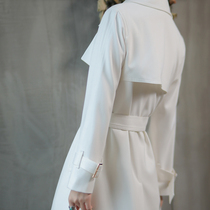 Vatican white soft windbreaker womens long model 2021 Spring and Autumn new high-end commuter fashion temperament Jacket Womens Wear