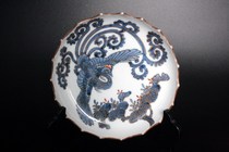 Japanese Arita ware ancient Imari color painted and dyed phoenix tung pattern plate