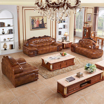 European leather sofa combination first layer cowhide luxury home leather sofa large apartment living room 123u furniture