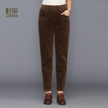 Seed Xuan 2020 autumn and winter new middle-aged womens corduroy fashion foreign mother outfit high-waisted velvet trousers