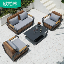 Outdoor Rattan Leisure Sofa Patio Sofa Patio Weaving Sofa Balcony Designer Creative Fancy big sofa