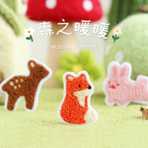Forest small animal plush embroidered towel embroidery winter Little Fox kitten clothes notebook self-adhesive