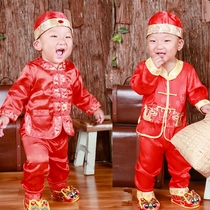 2020 Autumn single-layer Tang suit men and women Baby Full Moon 100 days old dress childrens birthday celebration Red