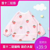 Full cotton era baby gown food apron childrens bib clothes waterproof and dirty baby Summer anti-dressing rice pocket
