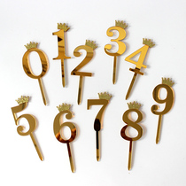 Bake cake decoration Golden Crown digital acrylic plug birthday party dessert dress plug-in