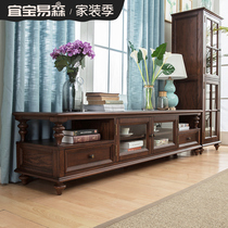  Yibao Yisen American solid wood TV cabinet American country TV cabinet Coffee table combination retro audio-visual cabinet floor cabinet