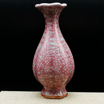 Late Qing dynasty glaze chicken blood red melon chestnut Diamond Flower Mouth jade pot Spring bottle antique porcelain antique antique antique flower arrangement