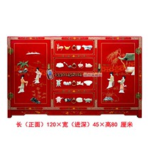 Custom Yangzhou lacquerware Neoclassical lacquer art Home decoration furniture Bone stone inlaid characters Two-door four-pumping entrance cabinet