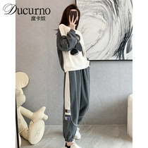 Ducurno2021 Years Autumn Winter New Fashion Ins Casual Suit Women Loose Age Cubs Trendy Two Sets