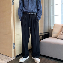 Hualun spring and summer black casual pants trousers mens straight loose super fire cec pants Port wind ins trend all-in-one