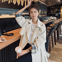 The wind coat woman with a long section 2022 spring and autumn Korean version Temperament Jacket Yinglun Wind Pop small sub with a knee loose and thin